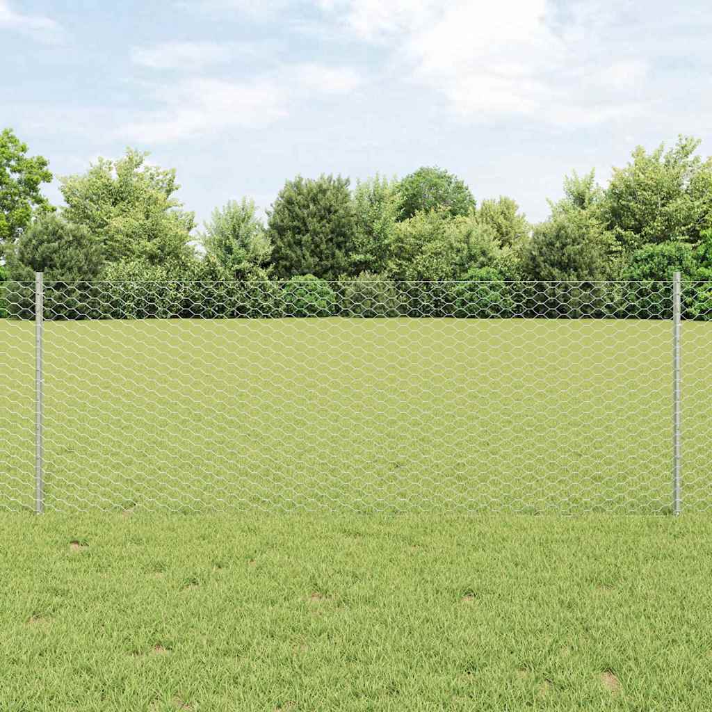 Clôture Vidaxxl avec poteau argent 0,8 x 10 m en acier