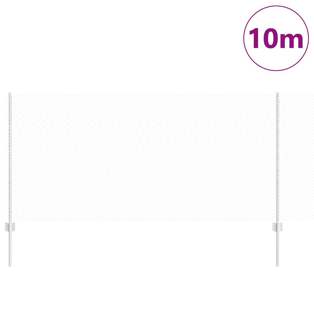 Vidaxxl clôture avec poteau argent 1 x 10 m acier