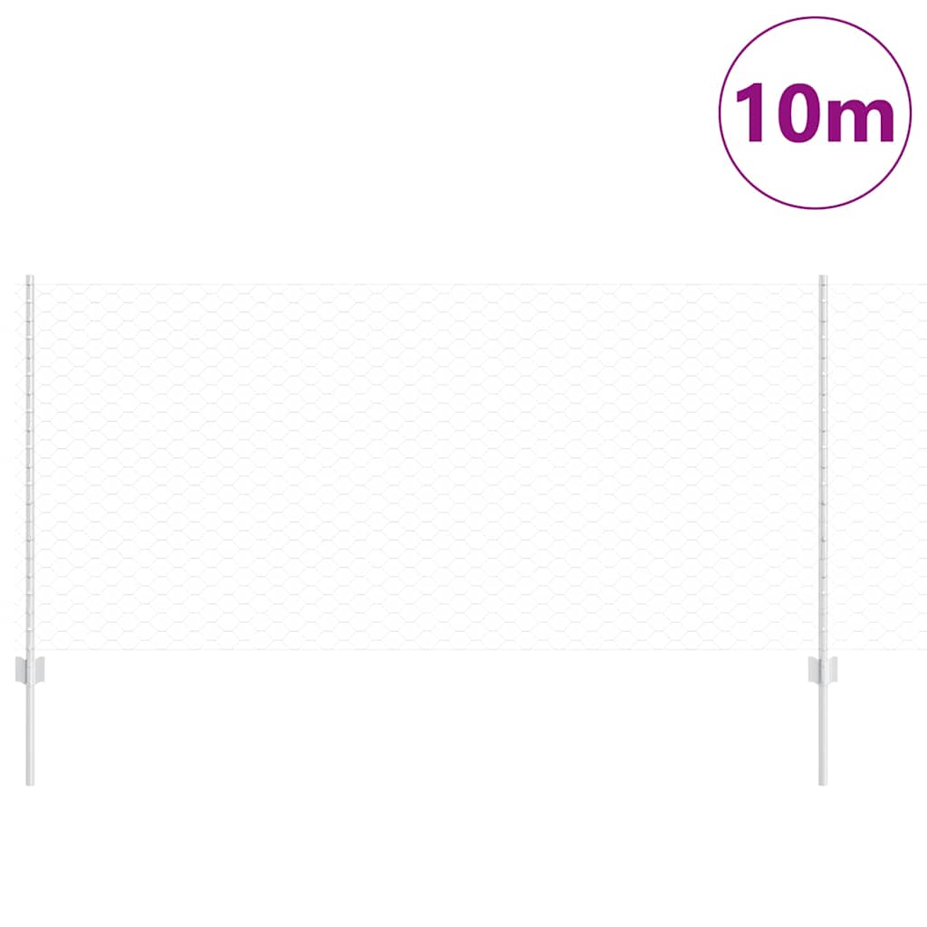Vidaxxl clôture avec poteau argent 1 x 10 m acier