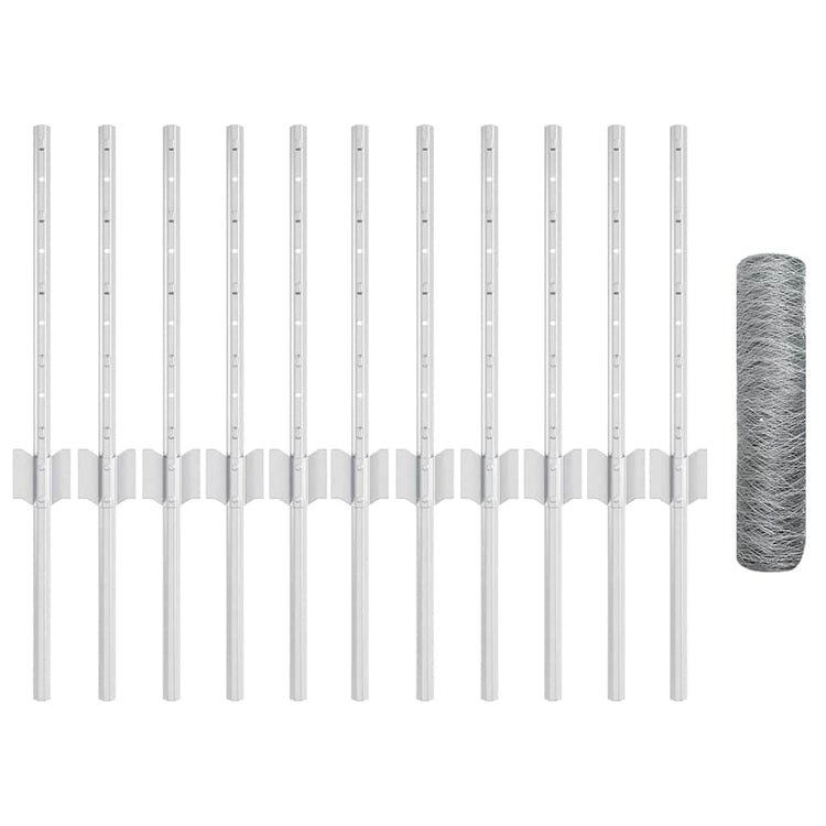 Clôture Vidaxxl avec poteau argent 0,4 x 25 m en acier