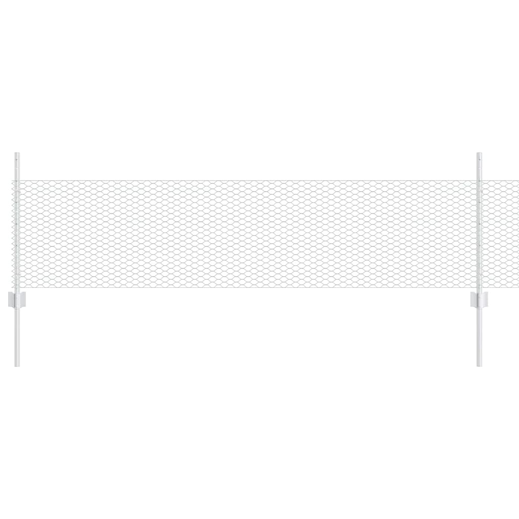 Clôture Vidaxxl avec poteau argent 0,5 x 25 m en acier