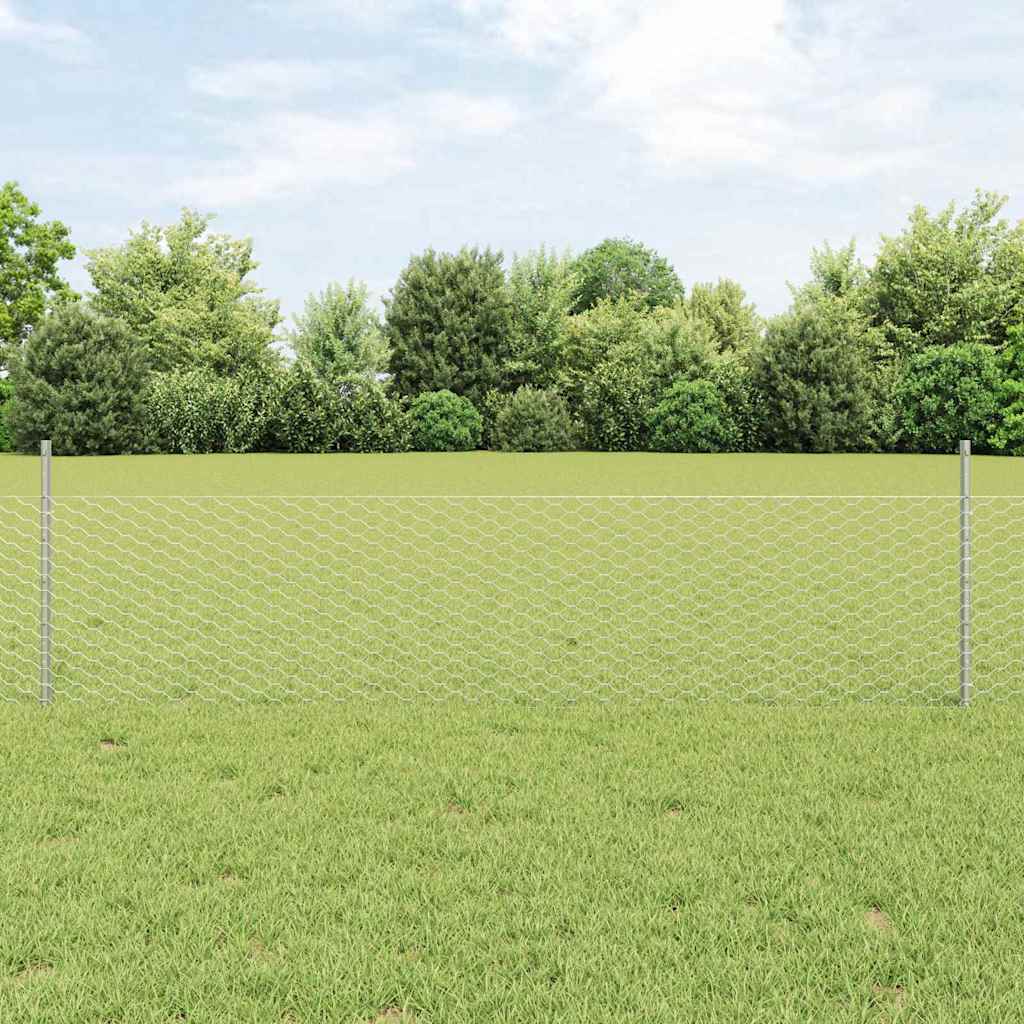 Clôture Vidaxxl avec poteau argent 0,5 x 25 m en acier