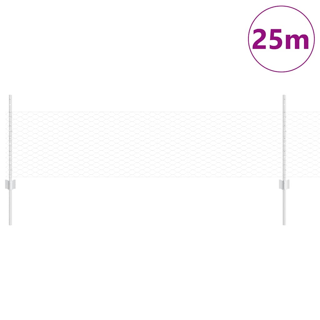Clôture Vidaxxl avec poteau argent 0,5 x 25 m en acier