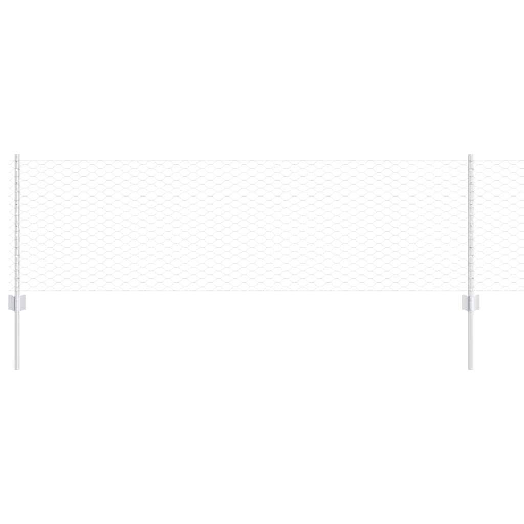 Clôture Vidaxxl avec poteau argent 0,6 x 25 m en acier