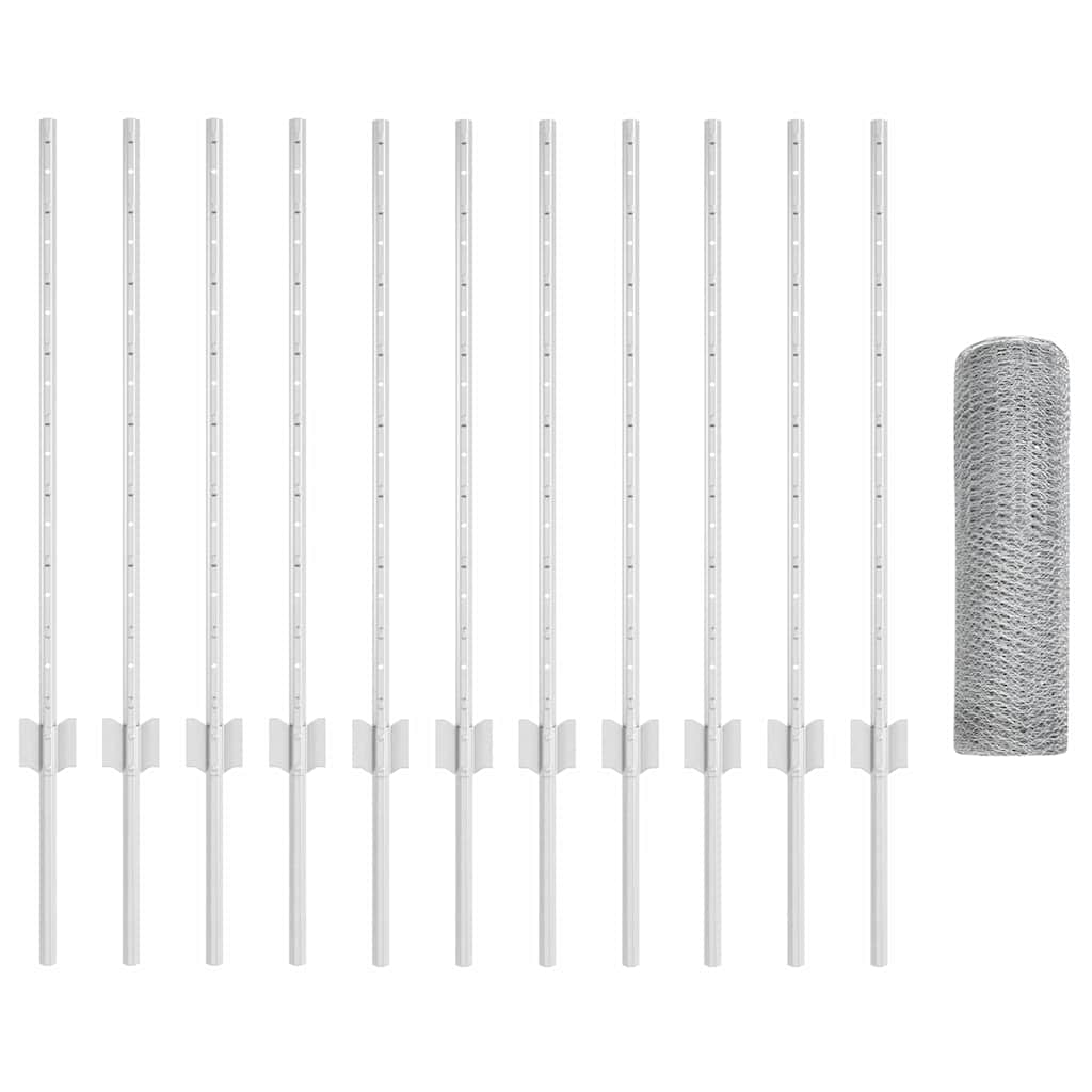 Clôture Vidaxxl avec poteau argent 0,8 x 25 m en acier