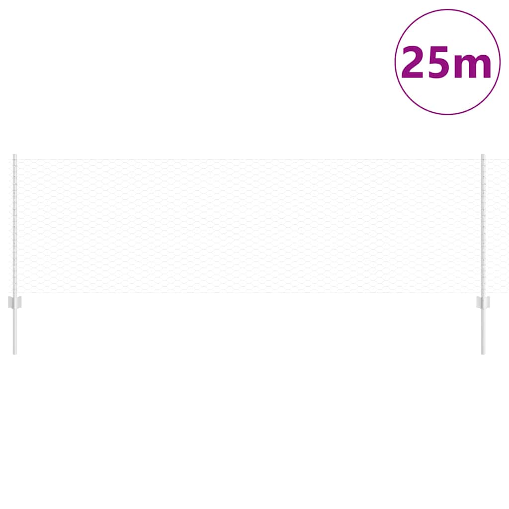Clôture Vidaxxl avec poteau argent 0,8 x 25 m en acier