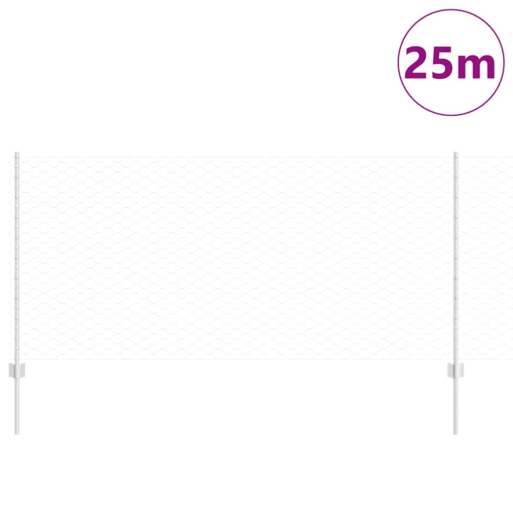 Vidaxxl clôture avec poteau argent 1 x 25 m acier