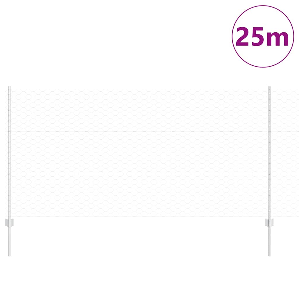 Clôture Vidaxxl avec poteau argent 1,2 x 25 m en acier