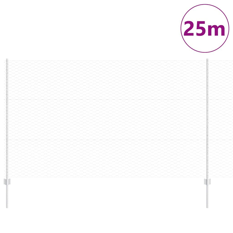 Clôture Vidaxxl avec poteau argenté 1,4 x 25 m en acier