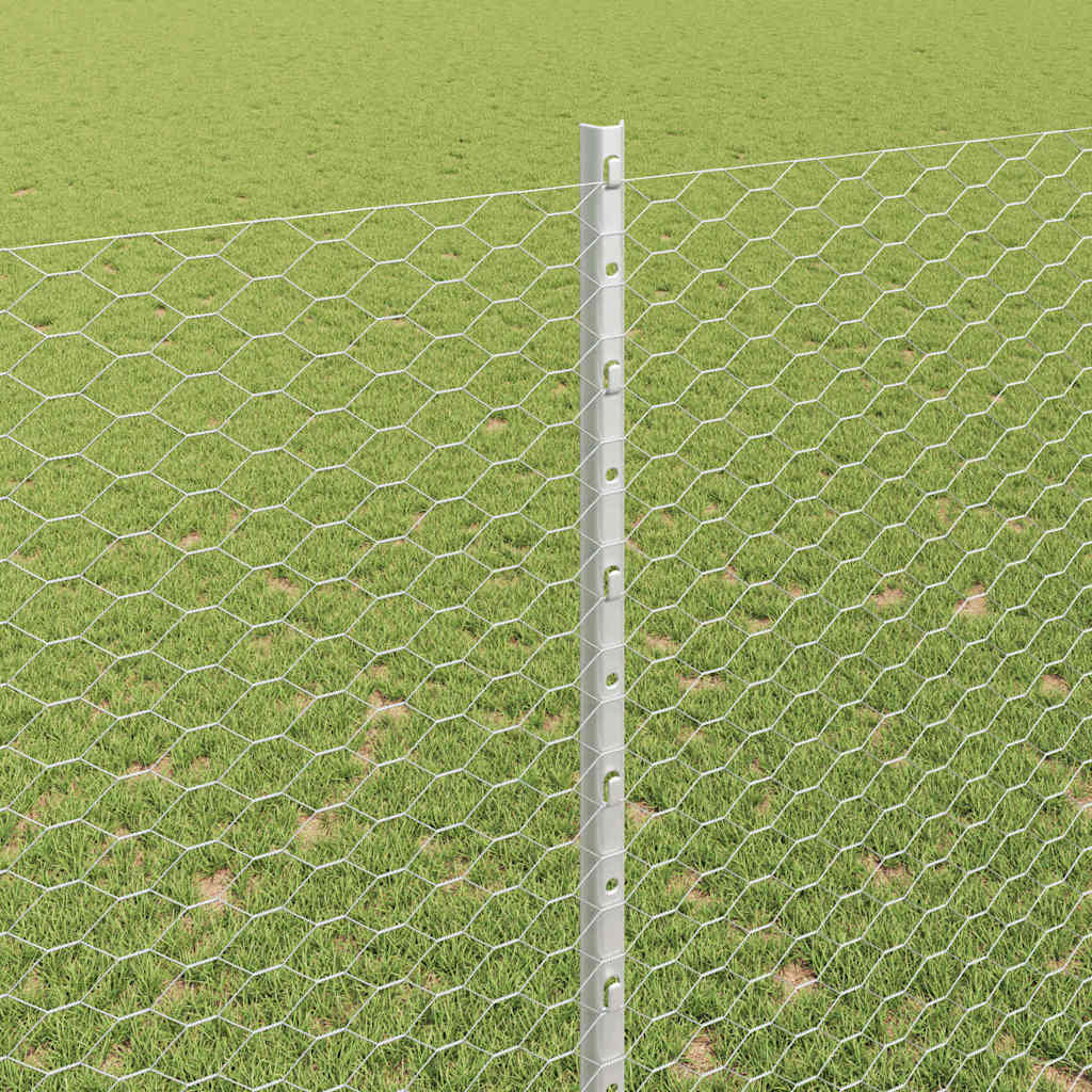 Clôture Vidaxl avec poteau argenté 1,6 x 25 m en acier