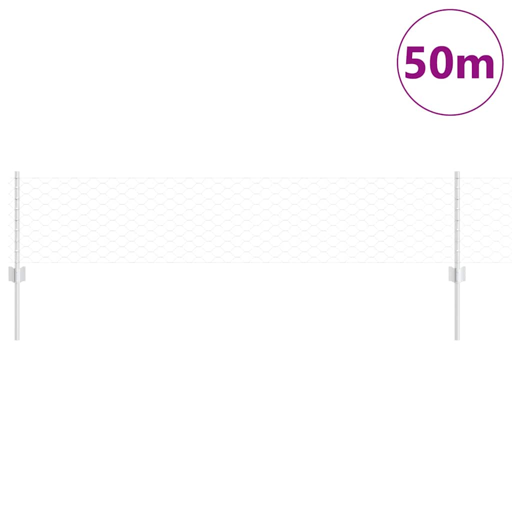 Clôture Vidaxxl avec poteau argent 0,4 x 50 m en acier