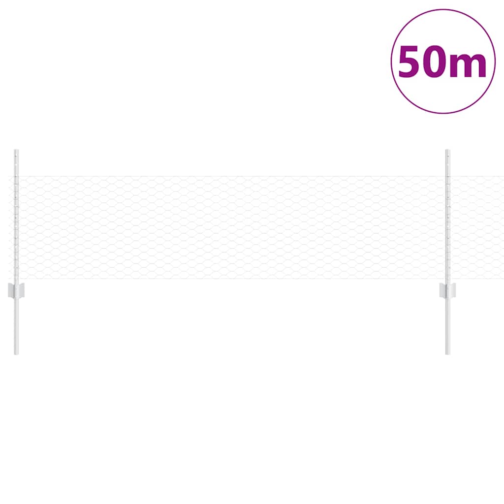 Clôture Vidaxxl avec poteau argenté 0,5 x 50 m en acier