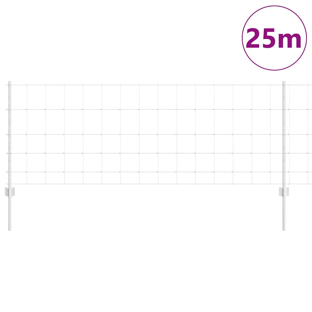 Clôture Vidaxxl avec poteau argent 0,8 x 25 m en acier