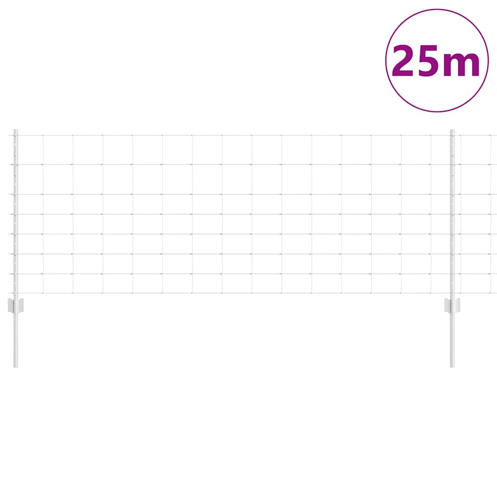 Clôture Vidaxxl avec poteau argent 0,8 x 25 m en acier
