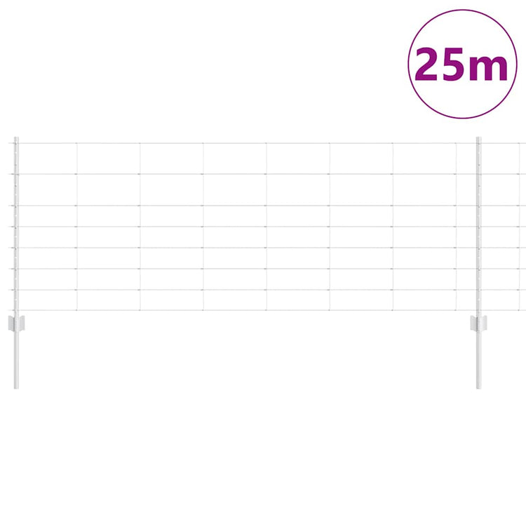Clôture Vidaxxl avec poteau argent 0,8 x 25 m en acier