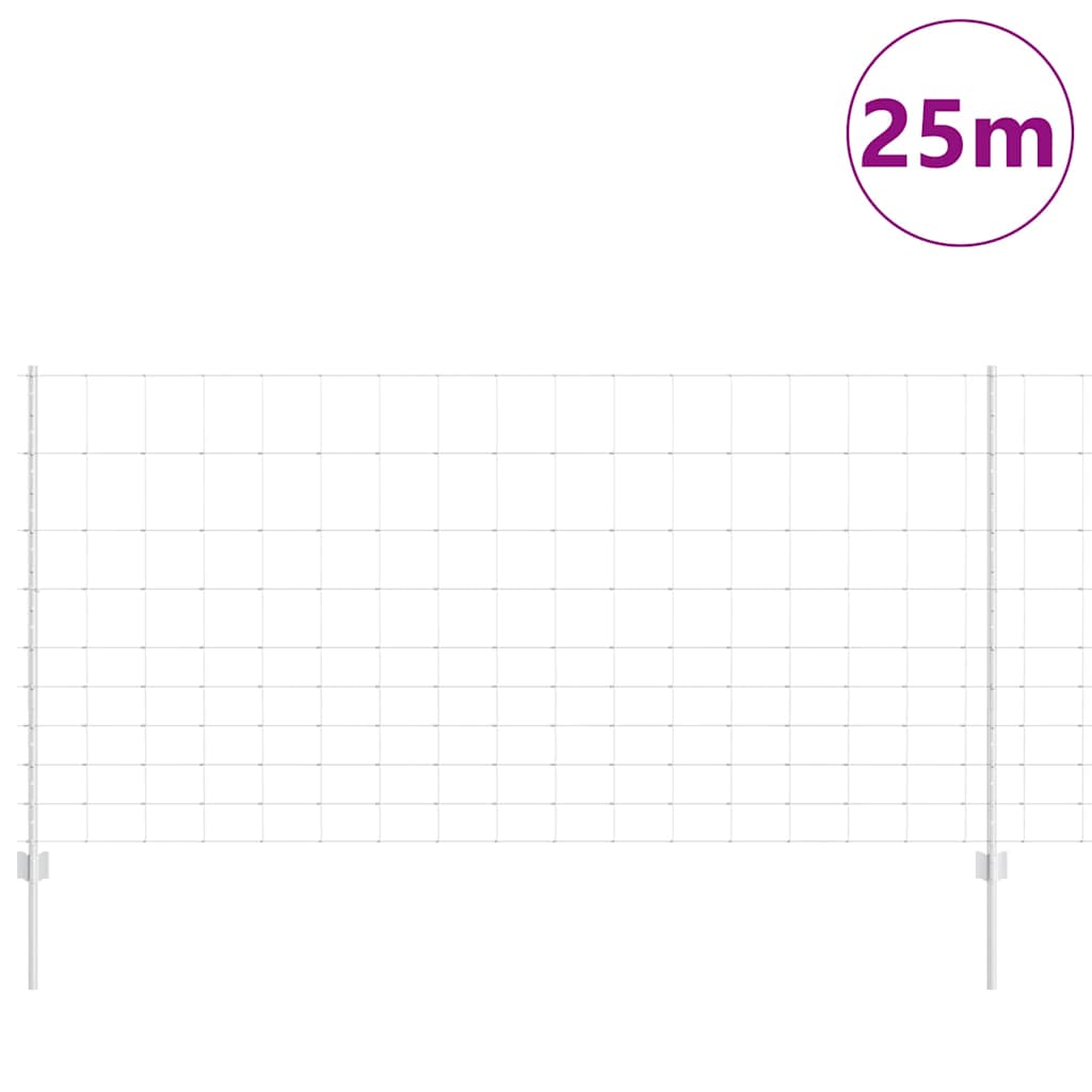 Clôture Vidaxxl avec poteau argent 1,2 x 25 m en acier