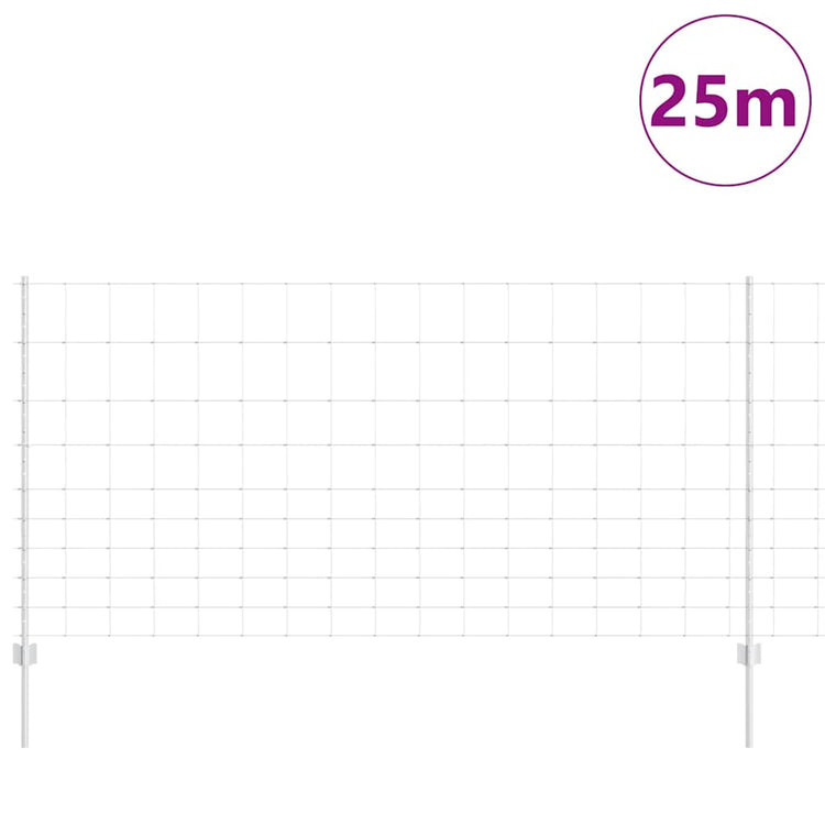 Clôture Vidaxxl avec poteau argent 1,2 x 25 m en acier