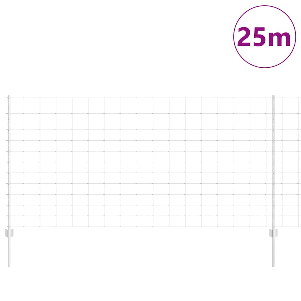 Clôture Vidaxxl avec poteau argent 1,2 x 25 m en acier