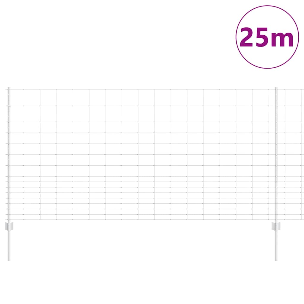 Clôture Vidaxxl avec poteau argent 1,2 x 25 m en acier