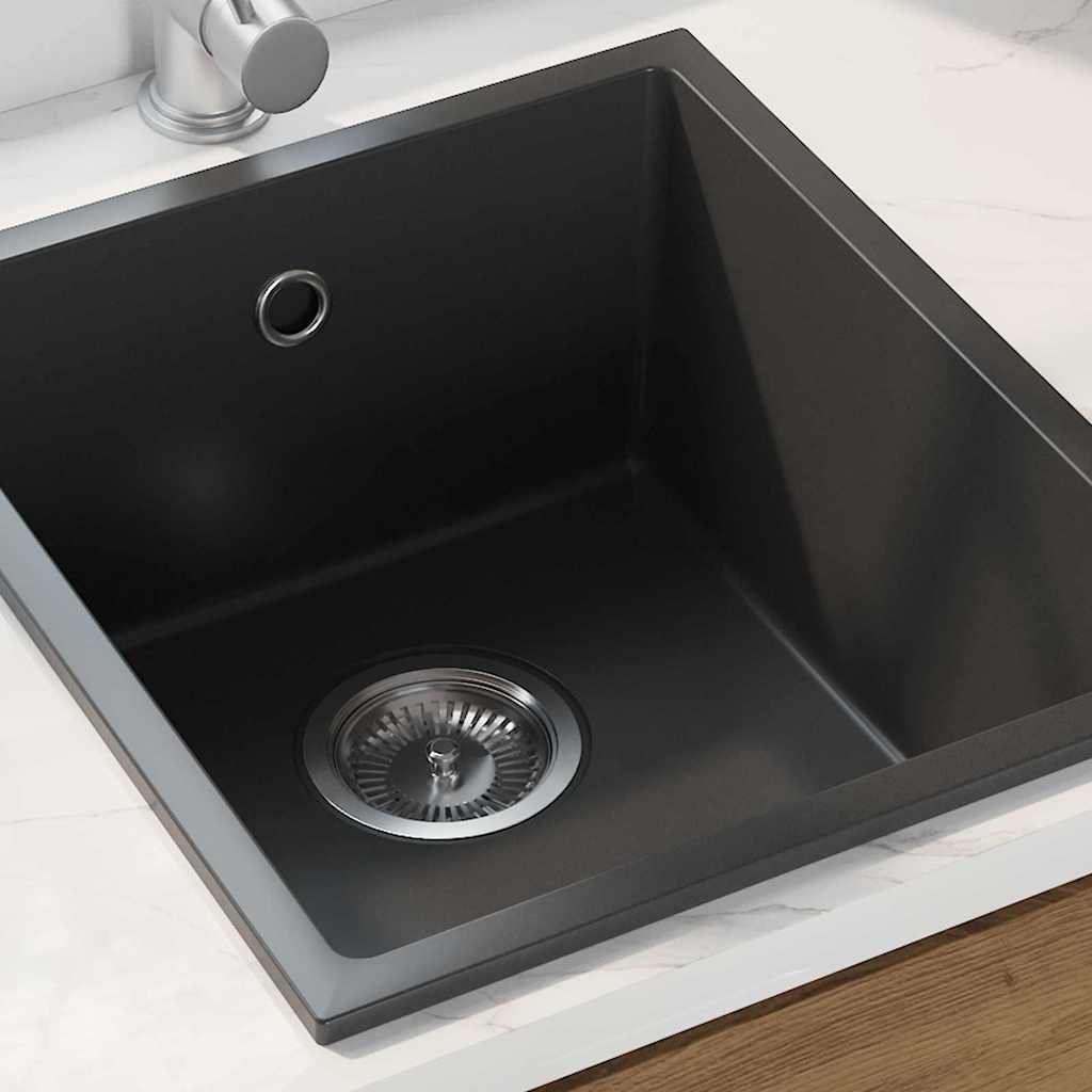 VidaXL évier de cuisine noir 38 x 44 x 20 cm granit