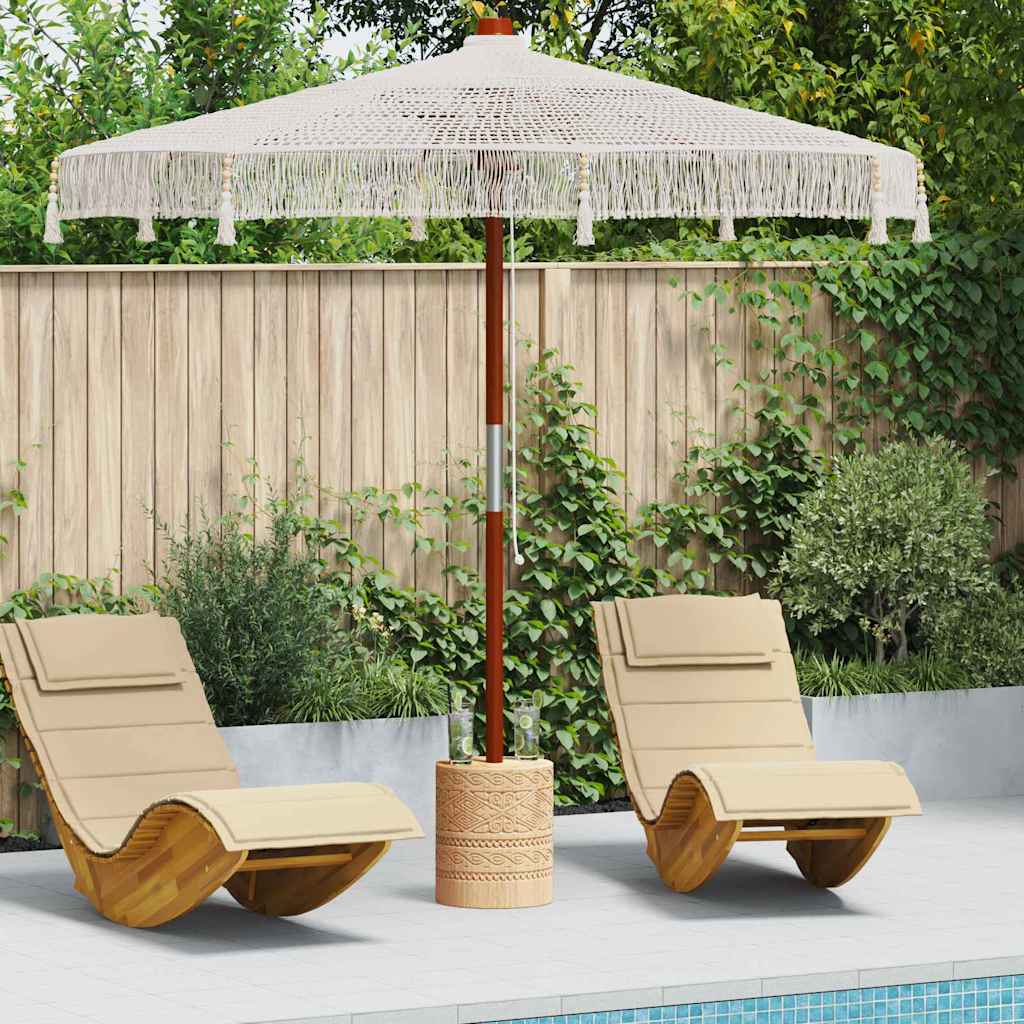 Vidaxl parasol macramé crème 252,5 x 252,5 x 260 cm coton et teck