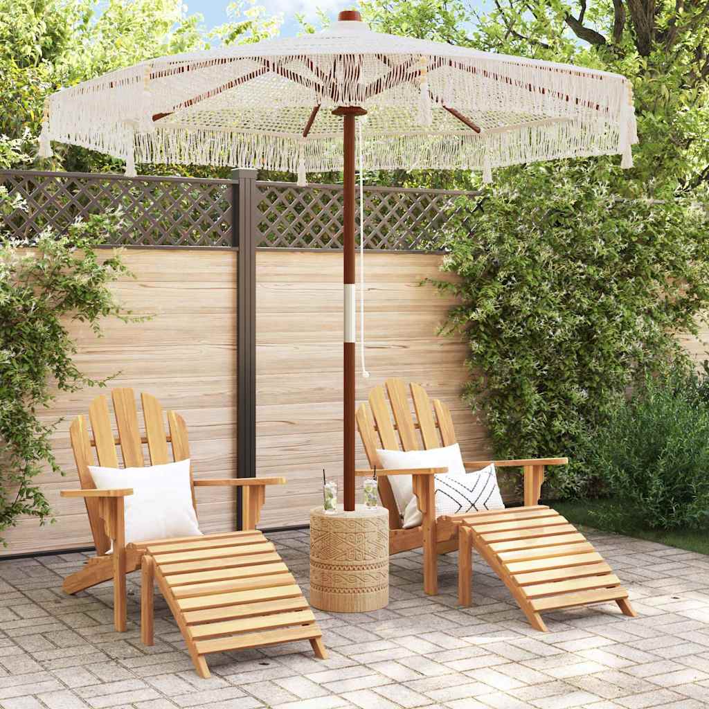 Vidaxl parasol macramé crème 252,5 x 252,5 x 260 cm coton et teck
