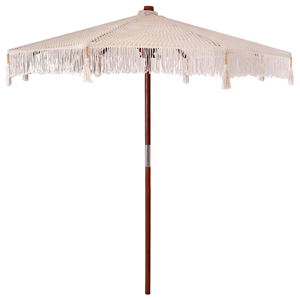 Vidaxl parasol macramé crème 252,5 x 252,5 x 260 cm coton et teck