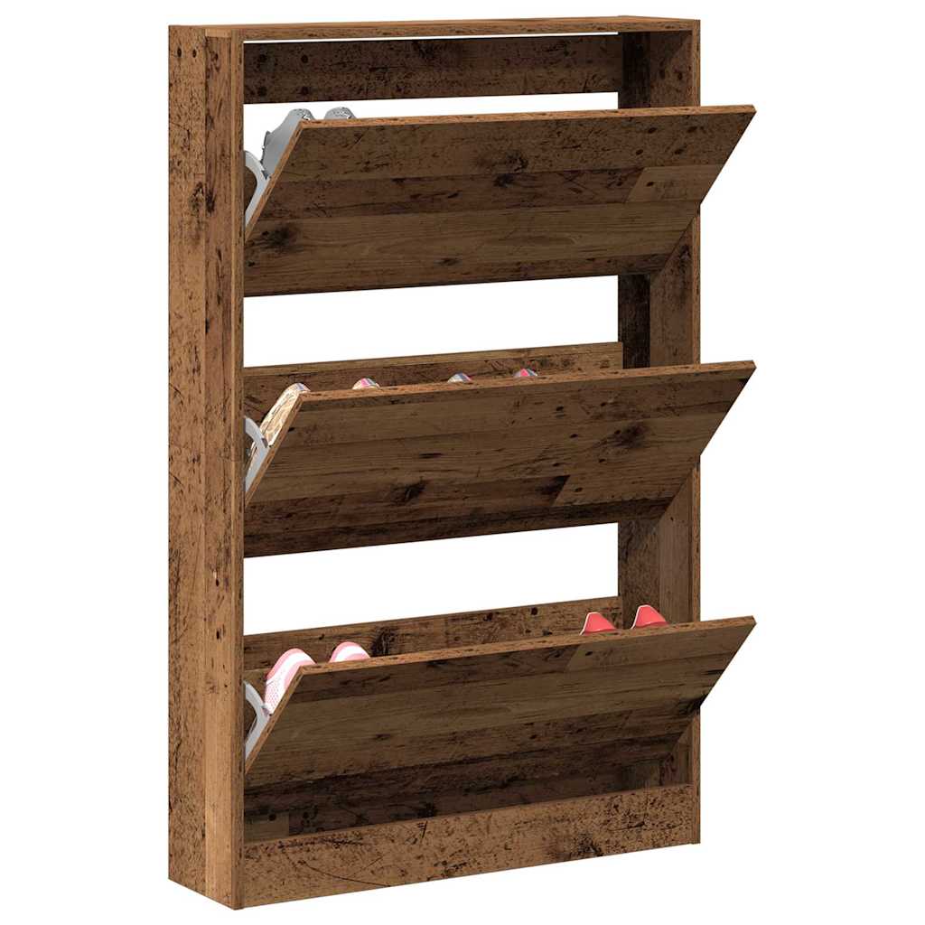 Vidaxxl armoire à chaussures avec étagère vieux bois 80 x 21 x 125,5 cm bois traité