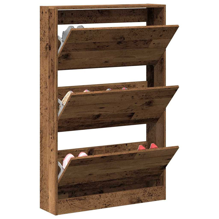 Vidaxxl armoire à chaussures avec étagère vieux bois 80 x 21 x 125,5 cm bois traité