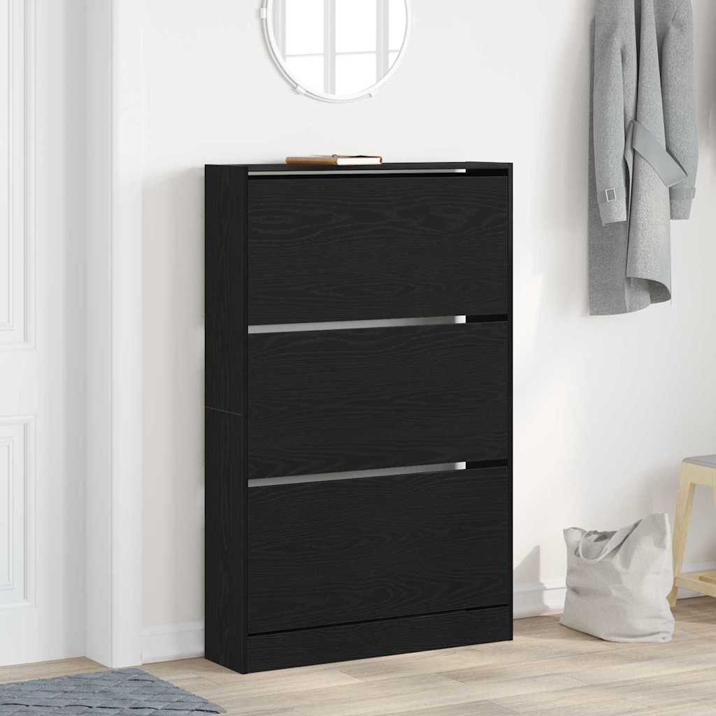 VidaXL armoire à chaussures chêne noir 80 x 21 x 125,5 cm bois fini