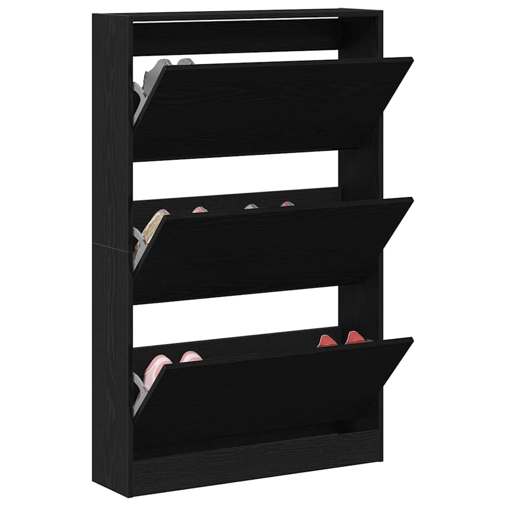 VidaXL armoire à chaussures chêne noir 80 x 21 x 125,5 cm bois fini