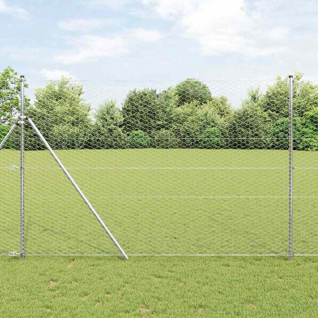 Vidaxl clôture hexagonale argent 1,5 x 10 m acier galvanisé