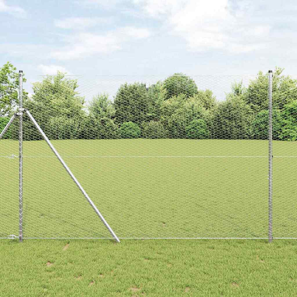 Vidaxl clôture hexagonale argent 1,6 x 25 m acier galvanisé