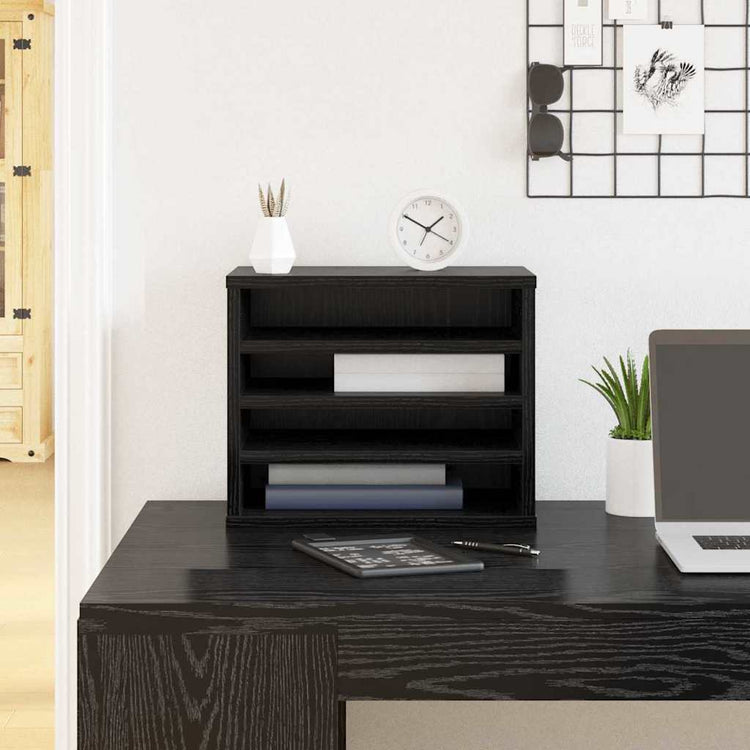 VidaXL organisateur de bureau chêne noir 36 x 26 x 29,5 cm bois fini
