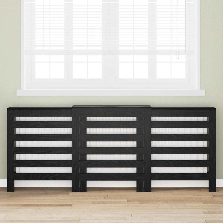 Vidaxxl cache radiateur chêne noir 205 x 21,5 x 83,5 cm bois d'ingénierie