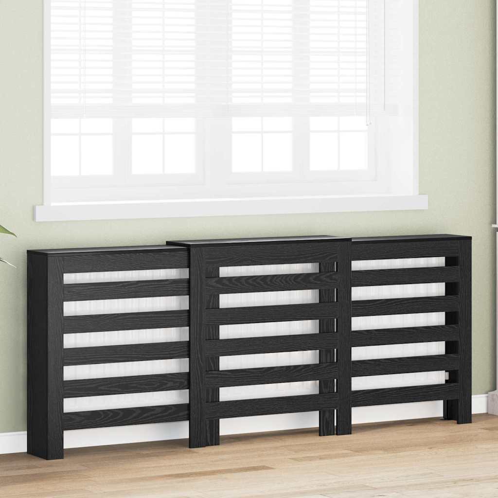 Vidaxxl cache radiateur chêne noir 205 x 21,5 x 83,5 cm bois d'ingénierie