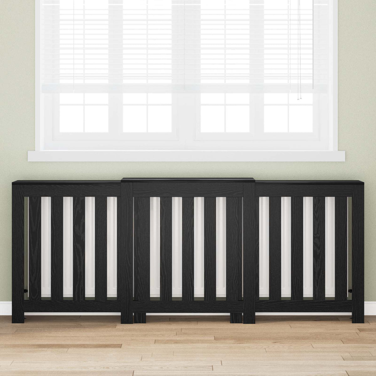 Vidaxxl cache radiateur chêne noir 205 x 21,5 x 83,5 cm bois d'ingénierie