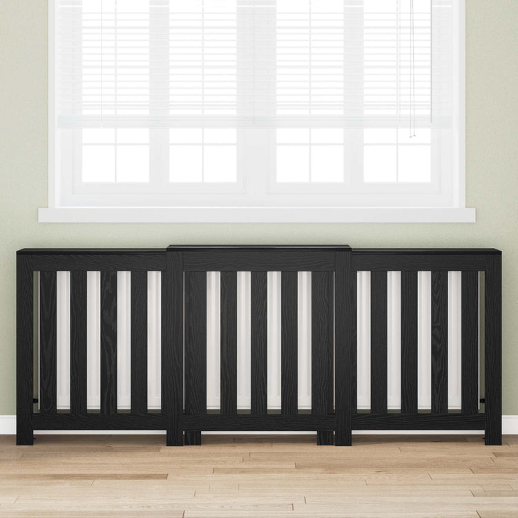 Vidaxxl cache radiateur chêne noir 205 x 21,5 x 83,5 cm bois d'ingénierie