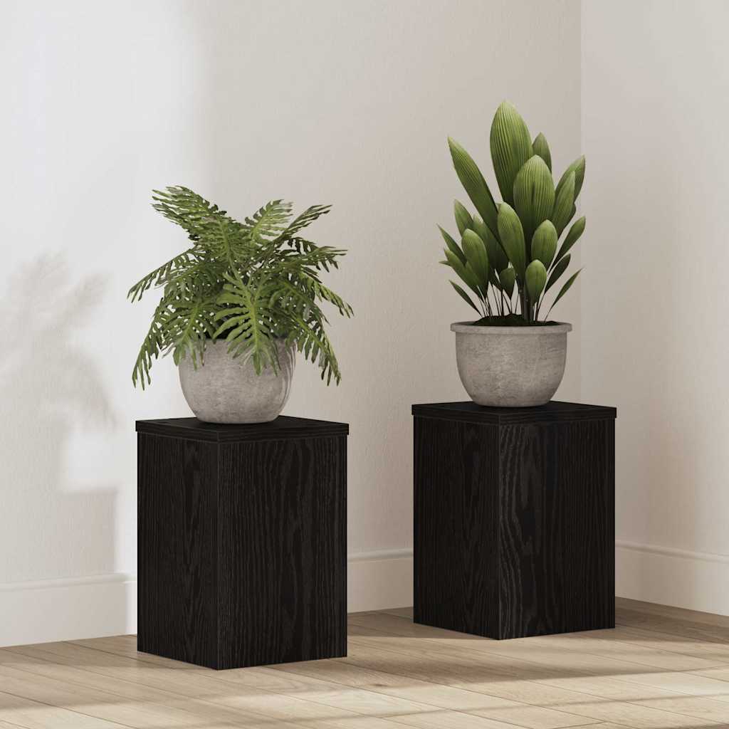 VidaXL support pour plantes 2 pcs chêne noir 20 x 20 x 30 cm bois d'ingénierie