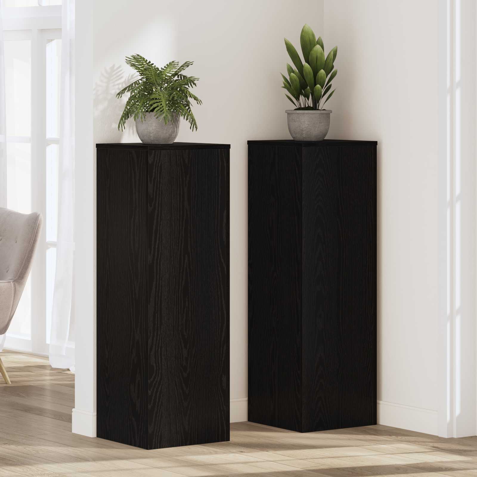 Vidaxxl support pour plantes chêne noir 33 x 33 x 100 cm bois traité