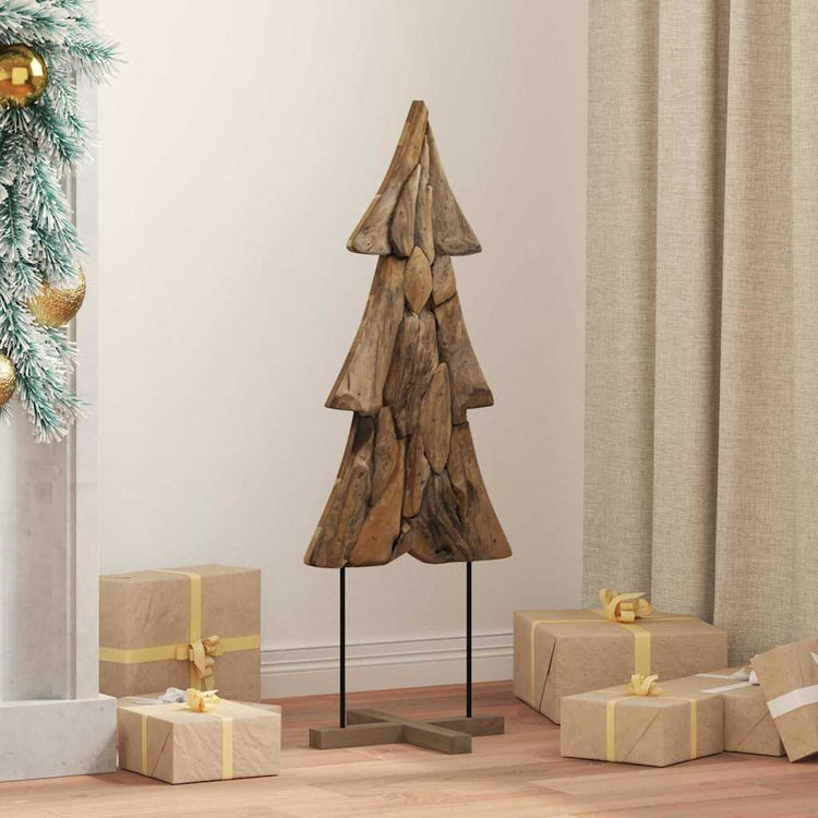 Vidaxx Sapin de Noël en bois de teck massif marron standard 90 cm
