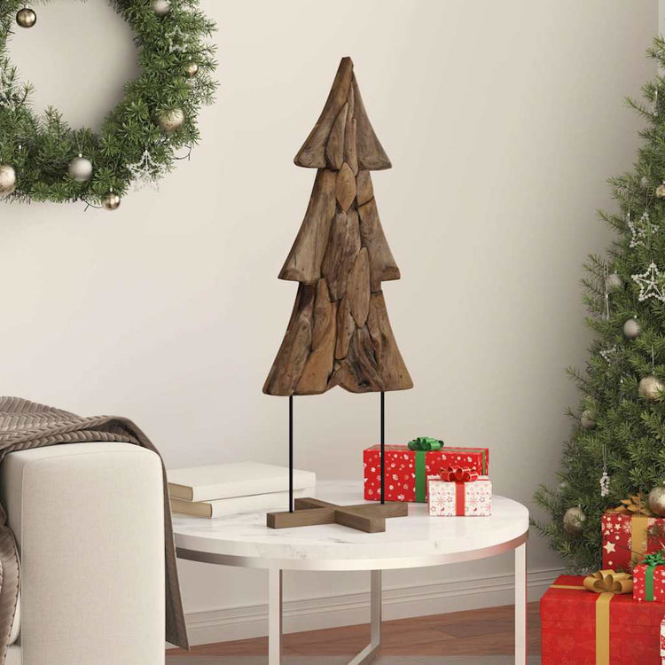 Vidaxx Sapin de Noël en bois de teck massif marron standard 90 cm