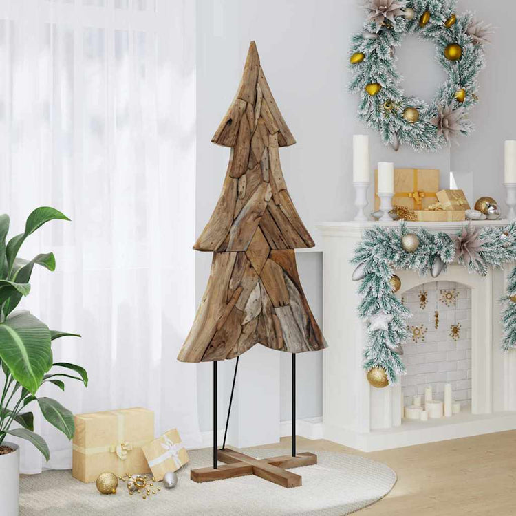Vidaxx Sapin de Noël avec bois de teck massif marron standard 181,5 cm