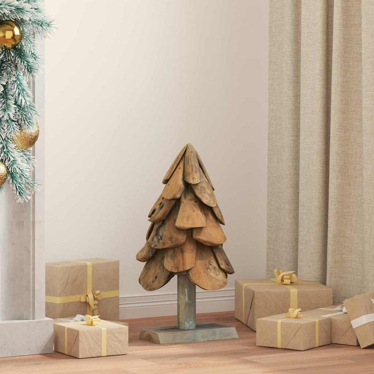 Vidaxx Sapin de Noël en bois de teck massif marron standard 61 cm