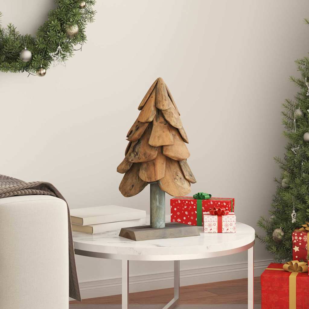 Vidaxx Sapin de Noël en bois de teck massif marron standard 61 cm