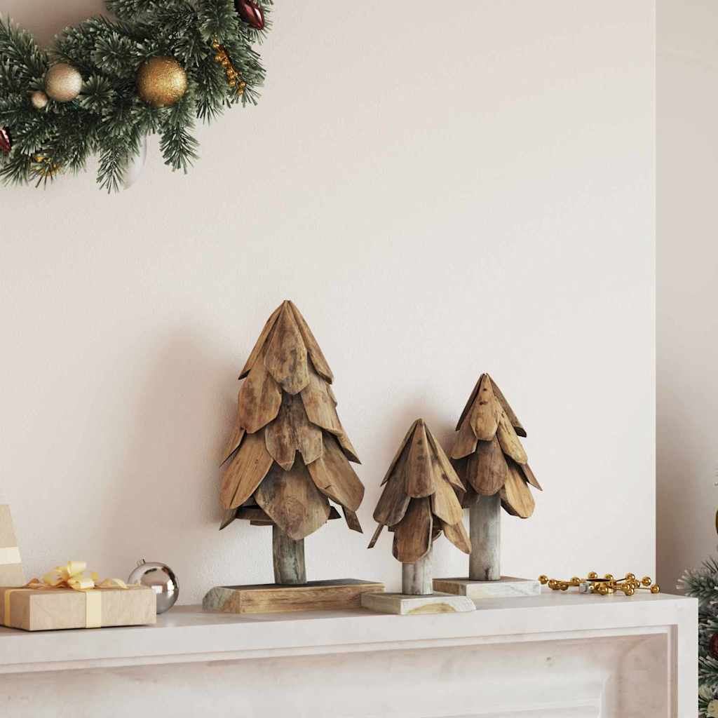 Vidaxx Sapin de Noël avec 3 pièces standard en bois de teck massif marron