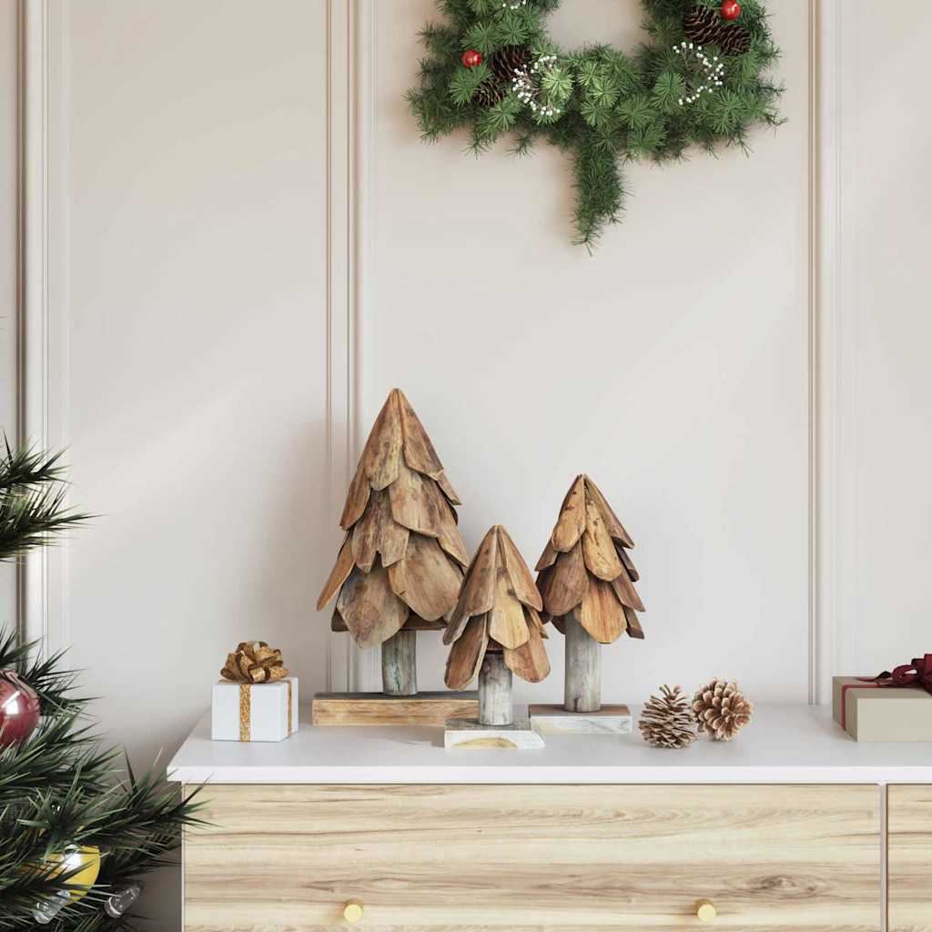 Vidaxx Sapin de Noël avec 3 pièces standard en bois de teck massif marron