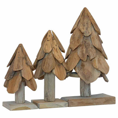 Vidaxx Sapin de Noël avec 3 pièces standard en bois de teck massif marron