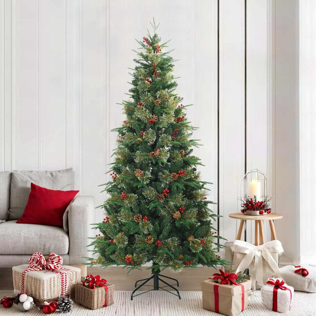 Vidaxx sapin de Noël artificiel pliant vert 210 cm PVC, PE et acier