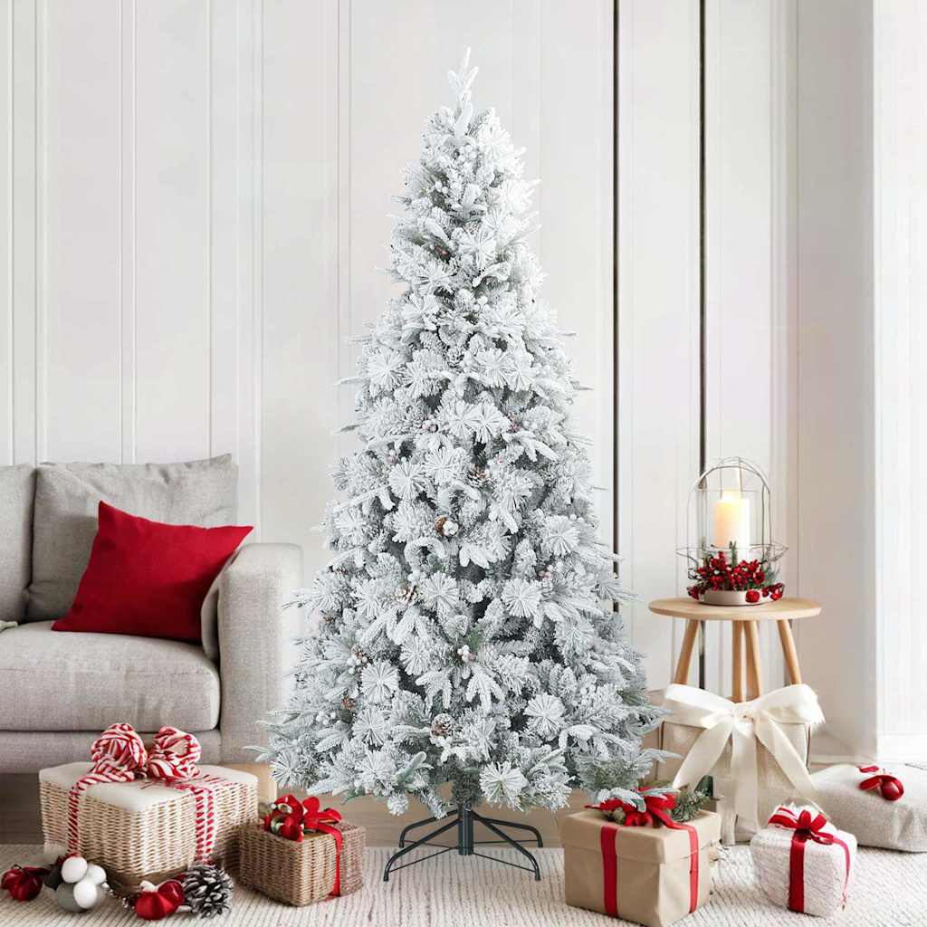 Vidaxl sapin de Noël artificiel avec branches plumeuses, enneigé blanc 180 cm